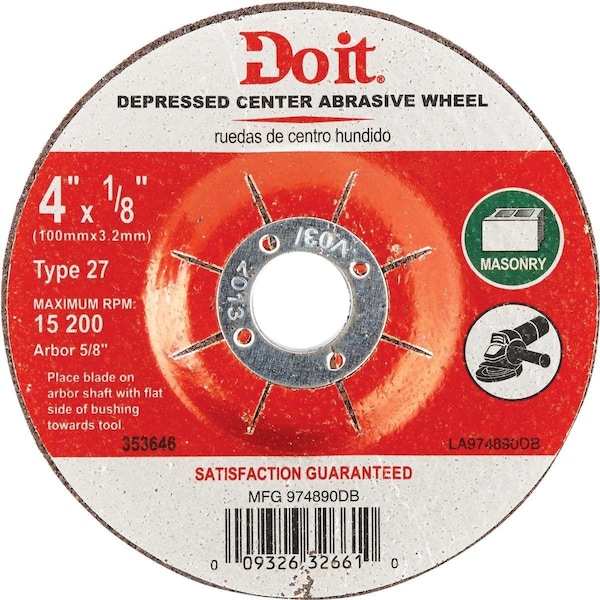 All-Source Type 27 4 In. x 1/8 In. x 5/8 In. Masonry Cut-Off Wheel 974890DB - main